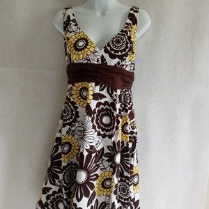 B. Smart Ivory and Brown A-line Dress Size 14